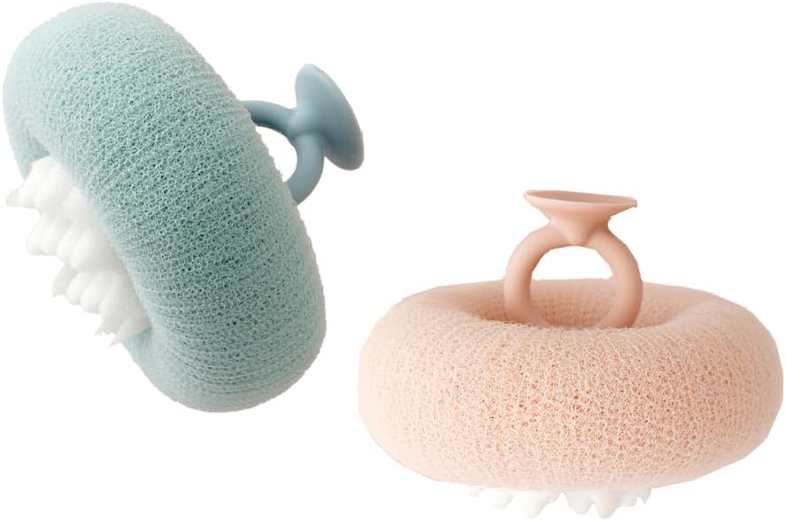 Exfoliating Bath Body Brushes - 2 Pack Scrubber and Sponge Set for a Deep Clean